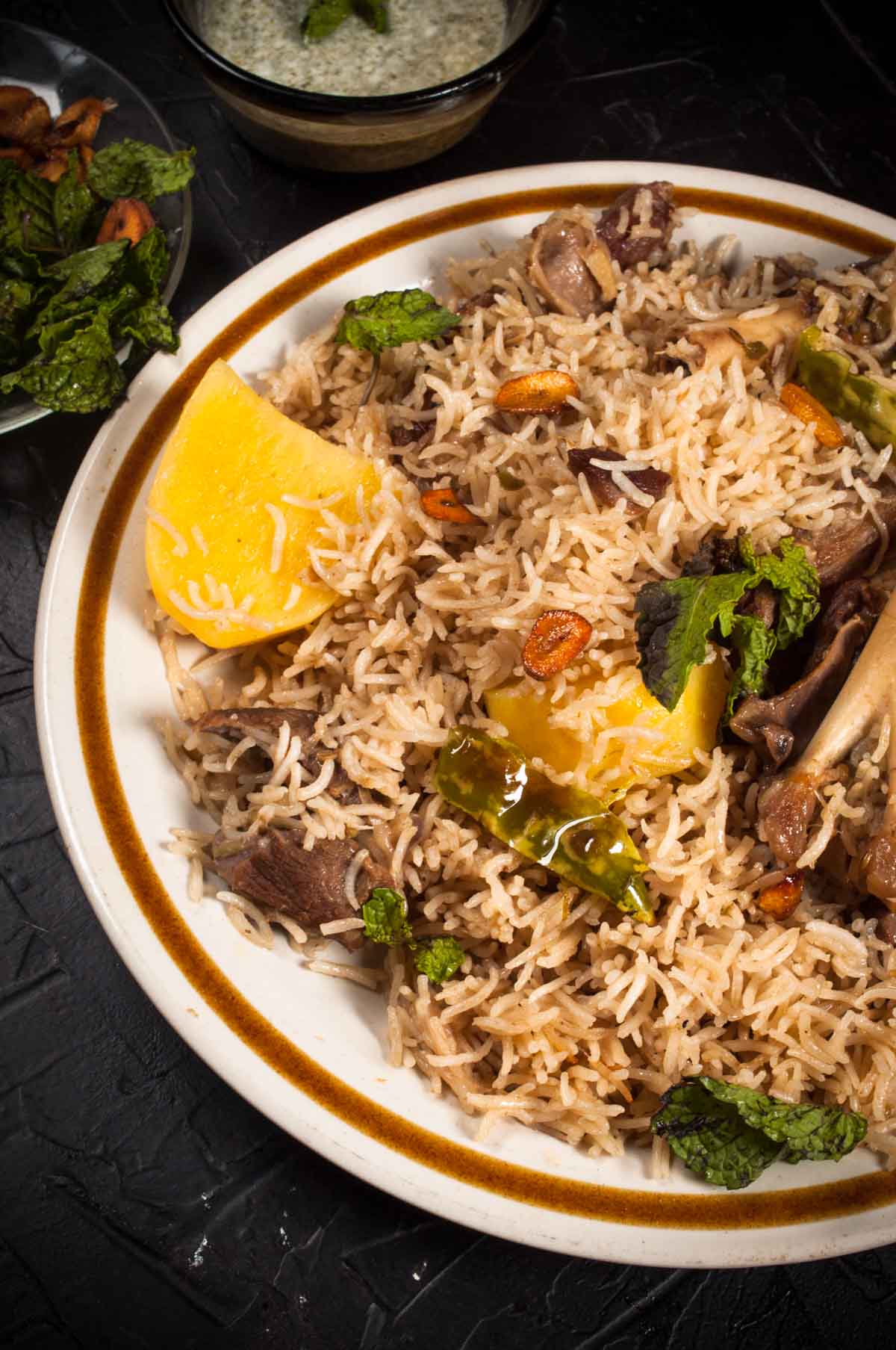 Pulao served in a plate.