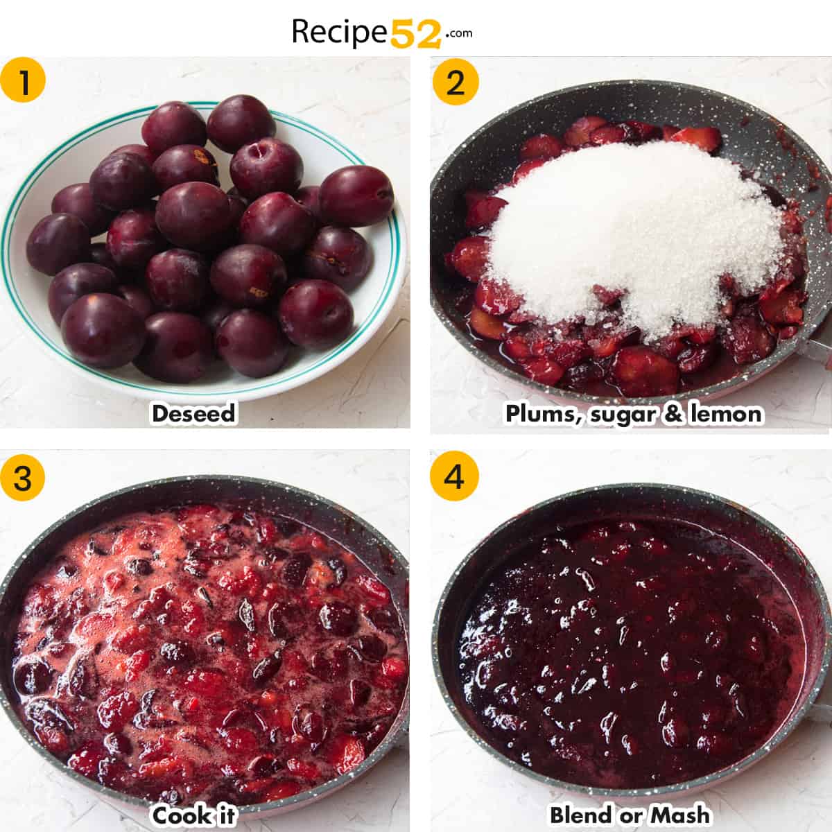 Steps to cook plum for jam.