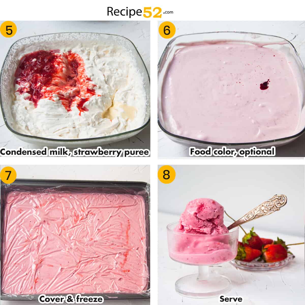 Steps to make ice cfeam and freeze.
