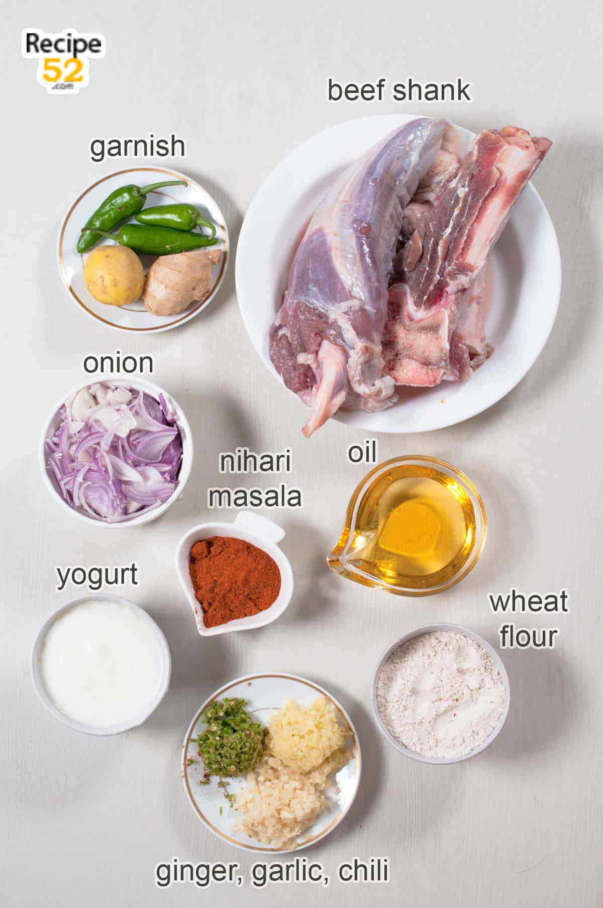 Ingredients of beef nihari