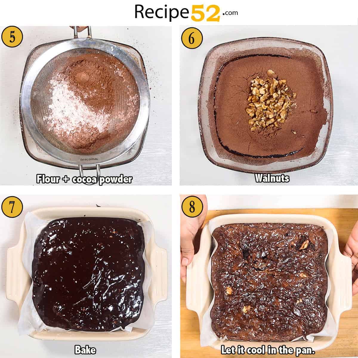 Steps to bake brownie.