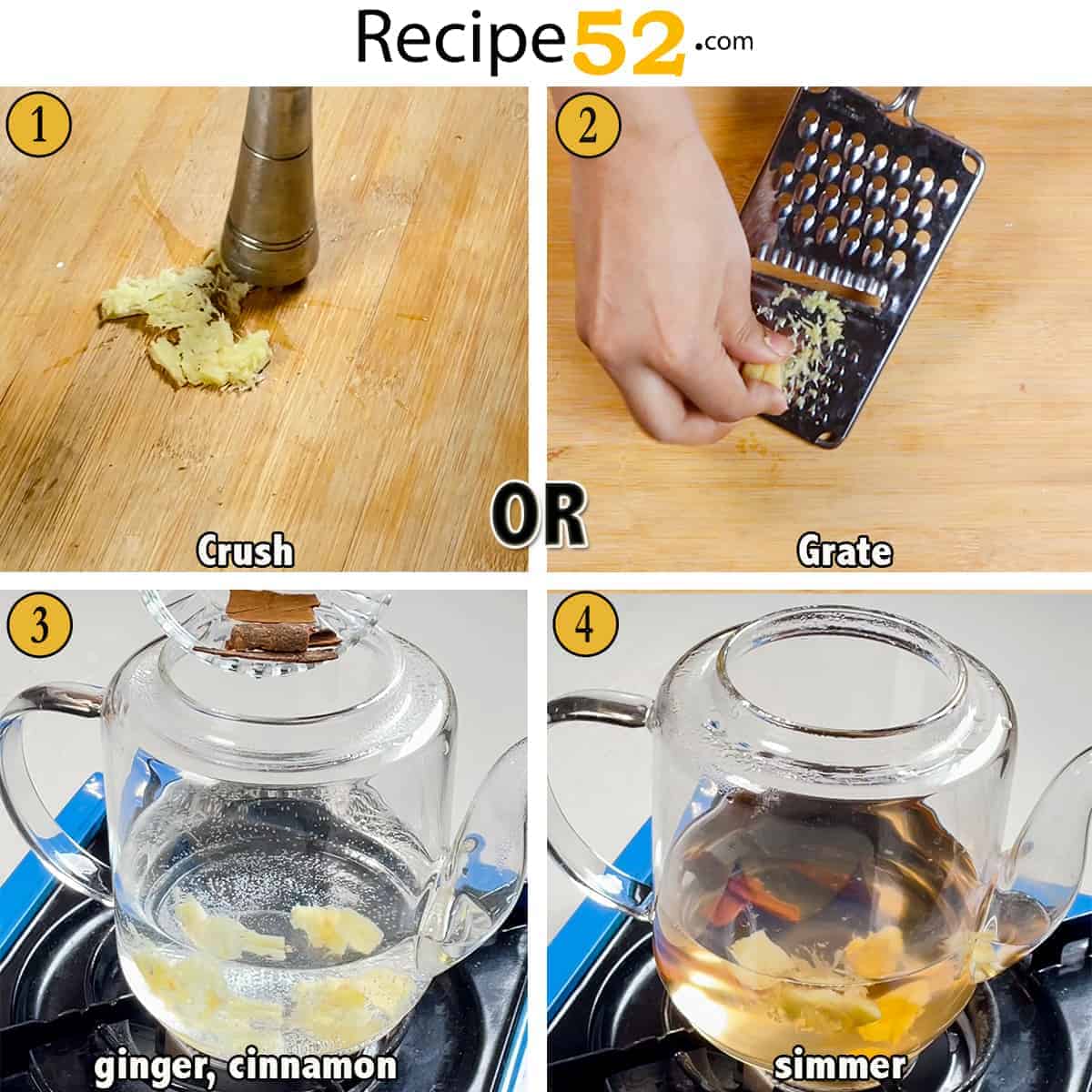Step to grate ginger and make tea.