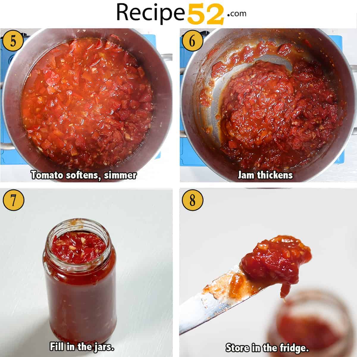 Steps to cook and store jam.