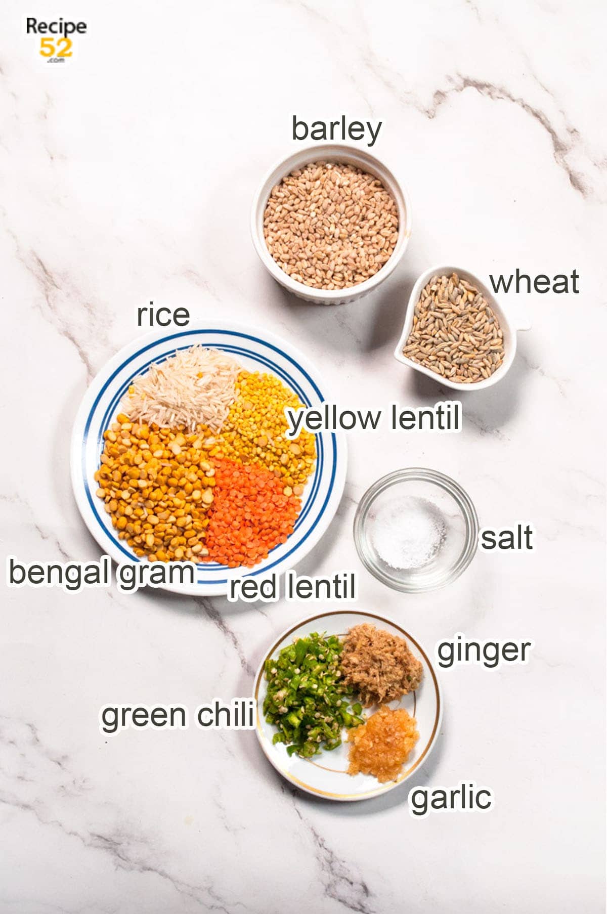 Beef Haleem ingredients displayed in the picture