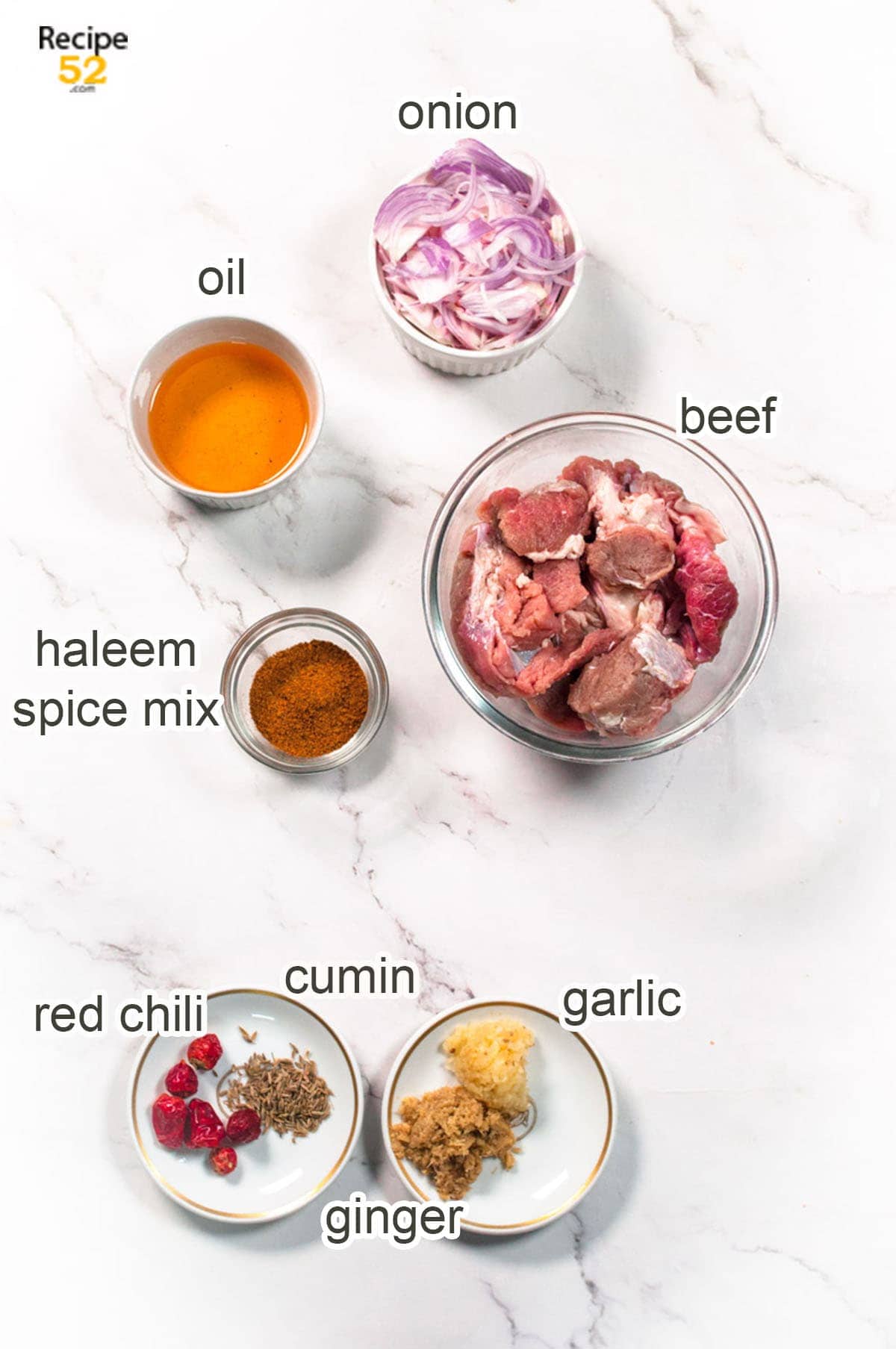 DIsplay of Haleem ingredients.