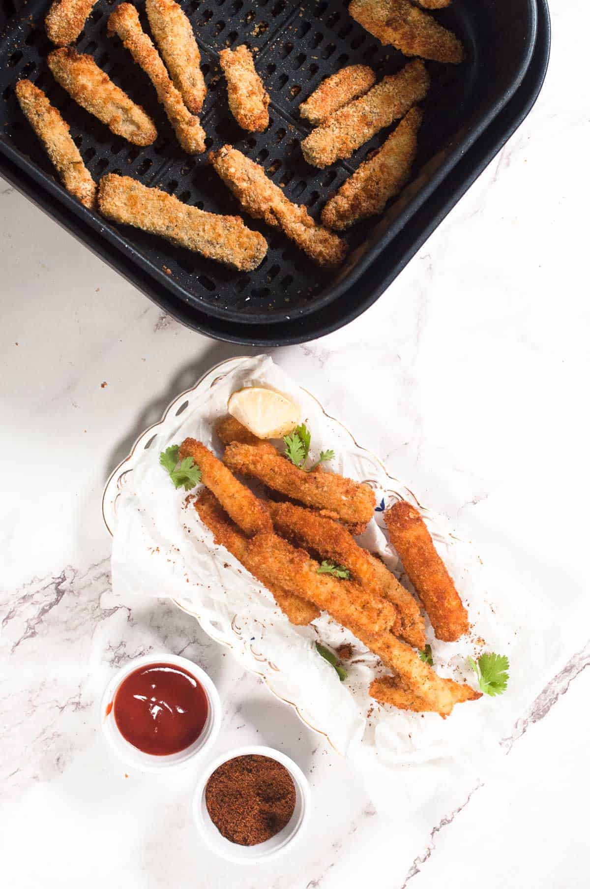 eggplant fries served in a plate.