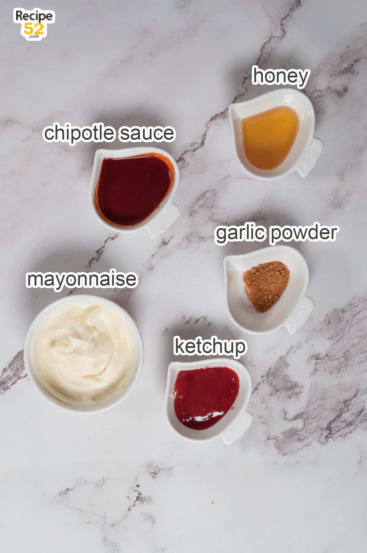 Display of ingredients for the dynamite sauce.
