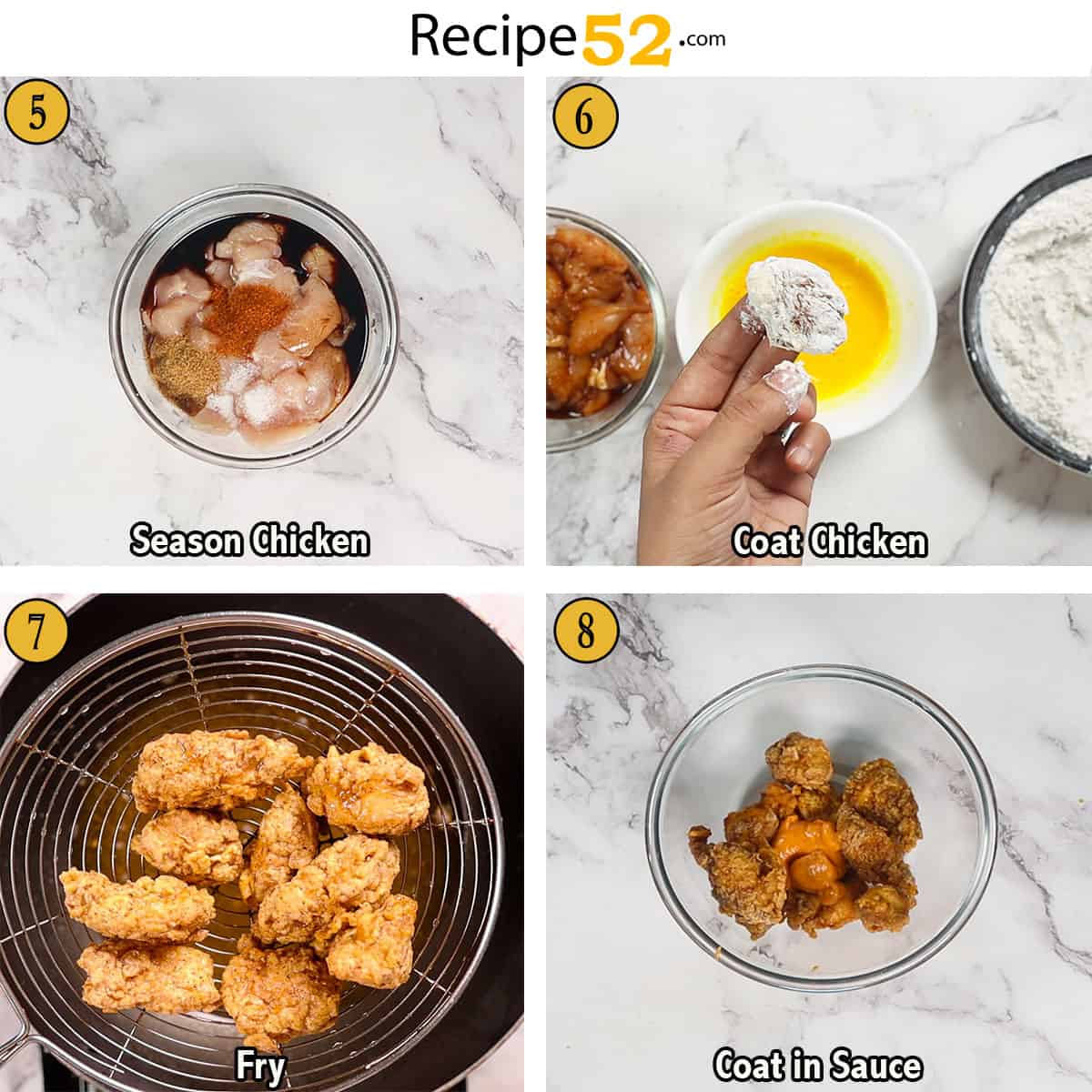 Steps 6 to 8 for dynamite chicken.
