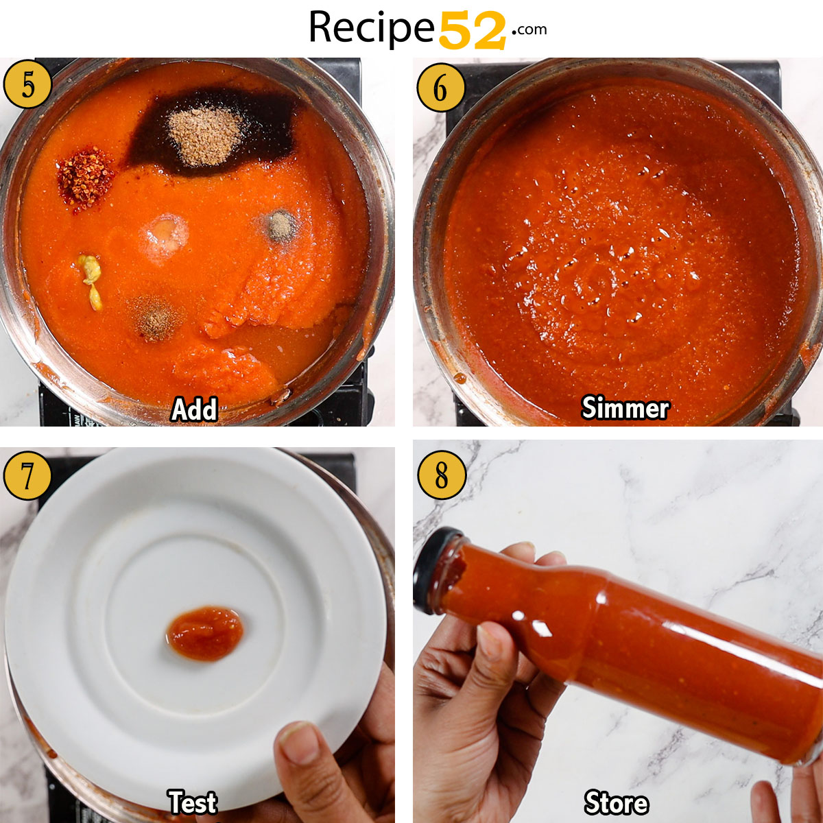 Steps to blend fresh tomato for ketchup.
