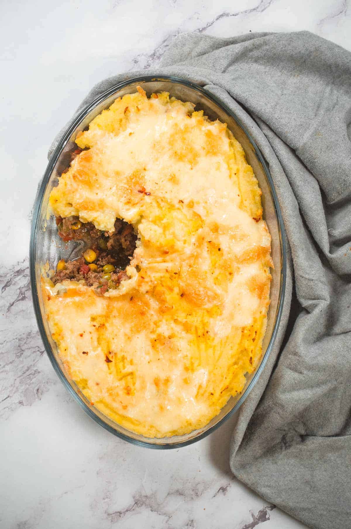 Spicy Indian shepherds pie right out of the oven. 