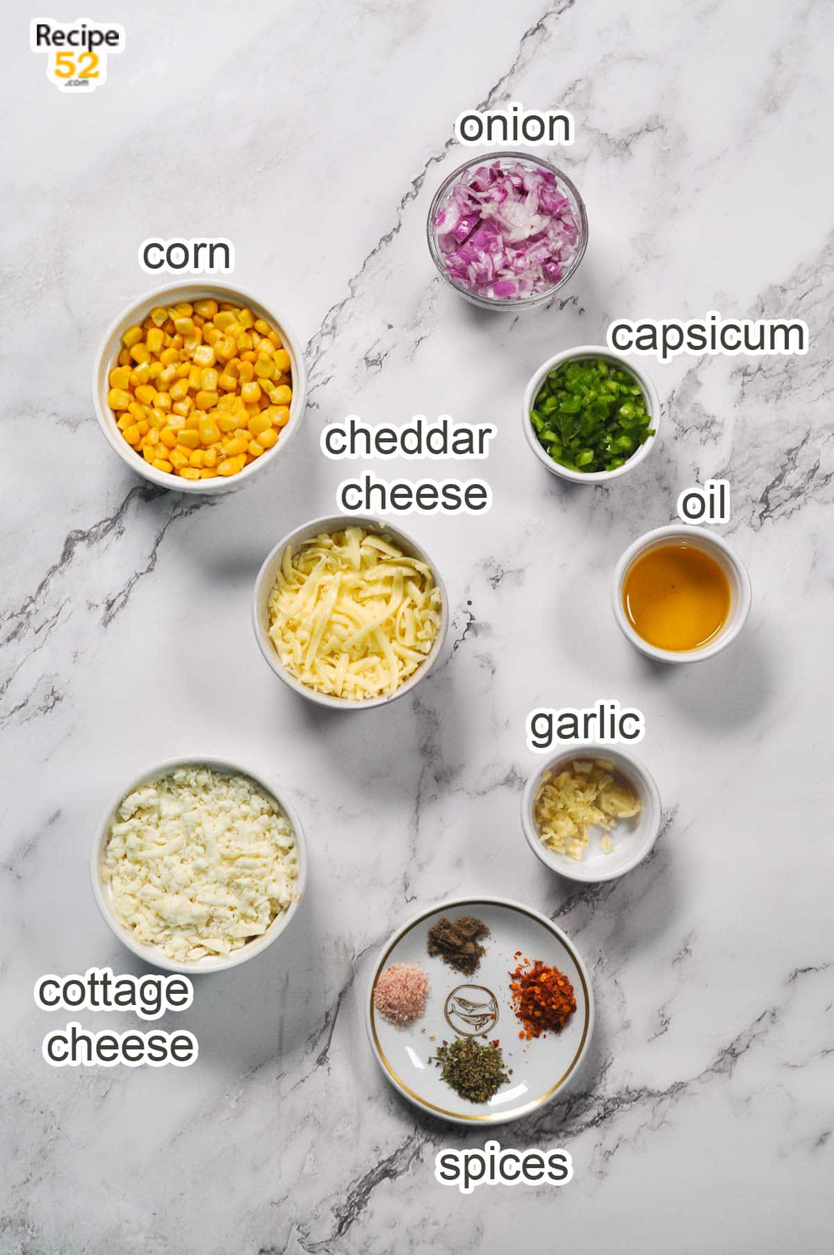 Ingredients to make cheese samosa.