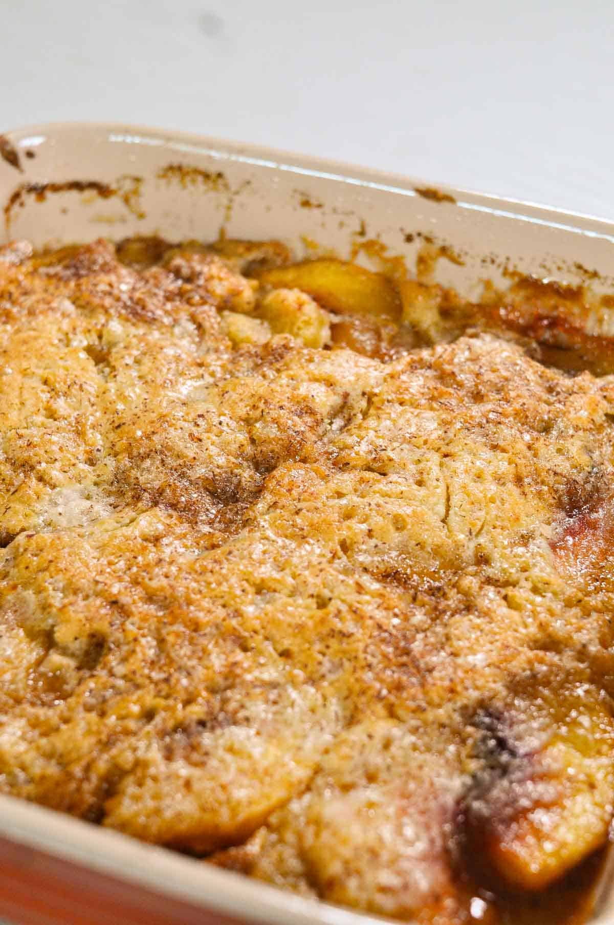 Close up shot of the peach pudding. - 7