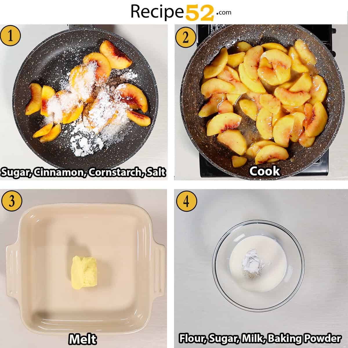Four steps to make this peach cobbler.  - 5