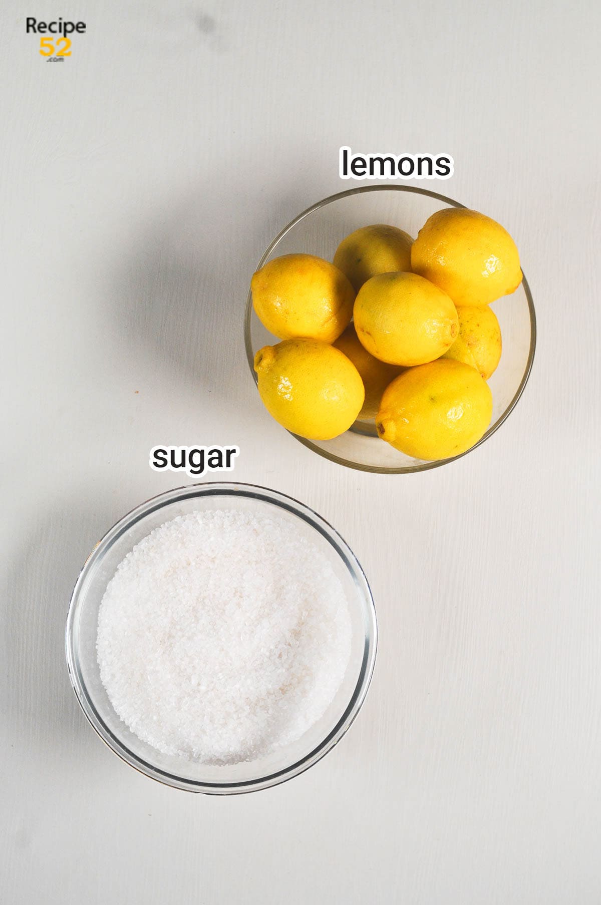 Ingredients to make lemon jam.