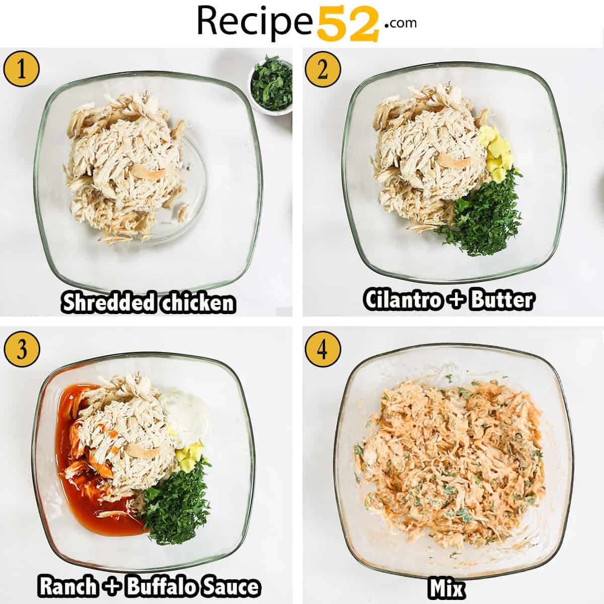 Initial 4 steps to make the quesadilla. 