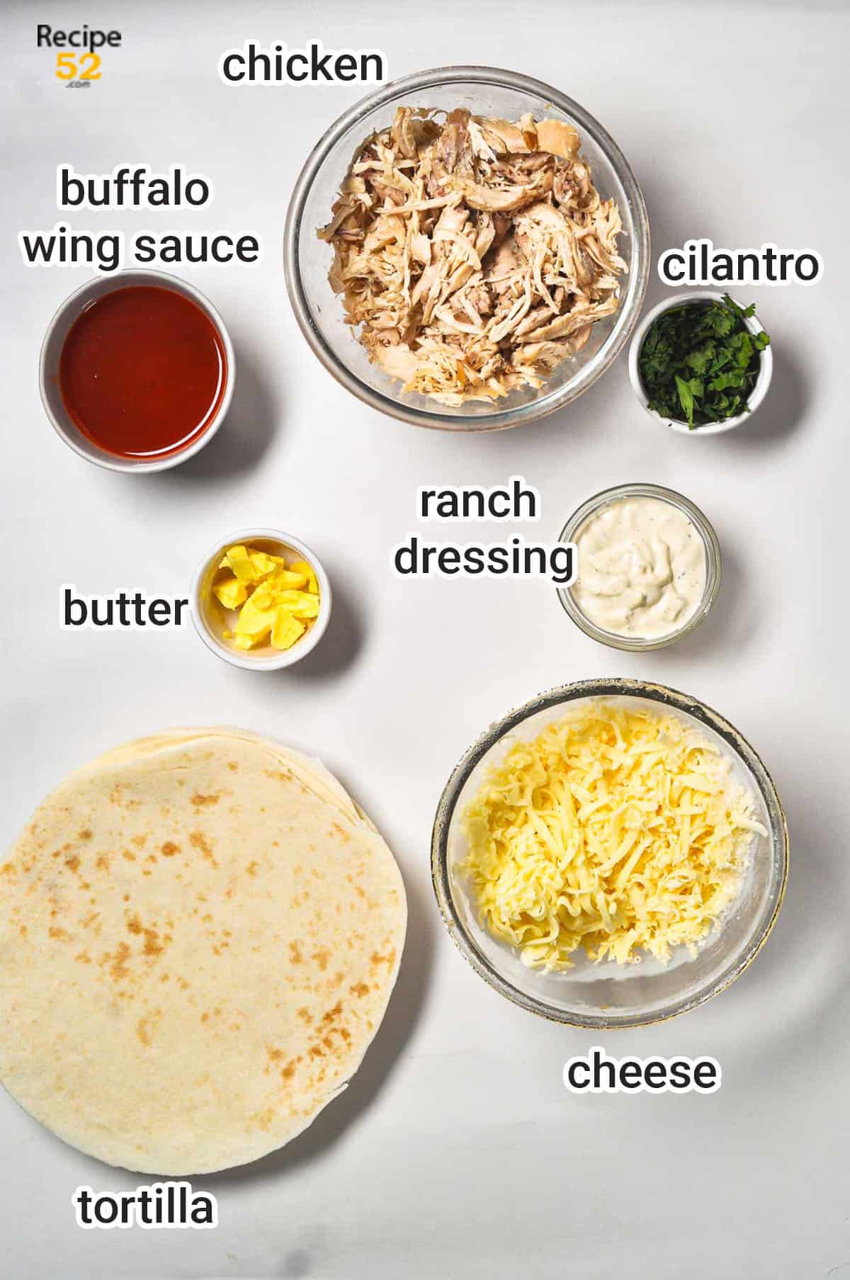 Image of ingredients used to make  quesadilla.