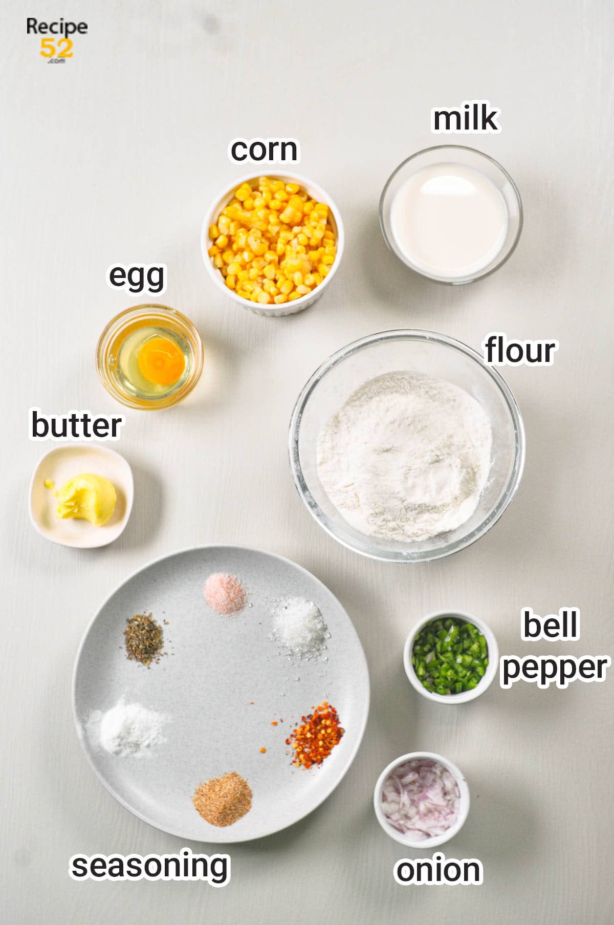 Image of ingredients to make corn nuggets.