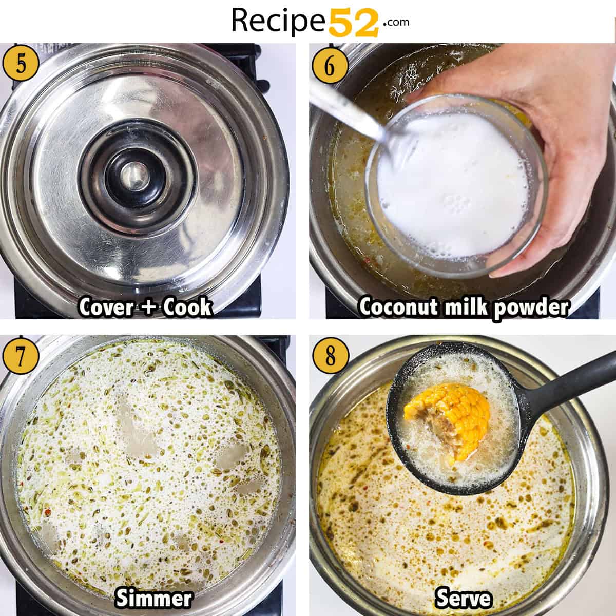 A collage image of the steps to make this soup.
